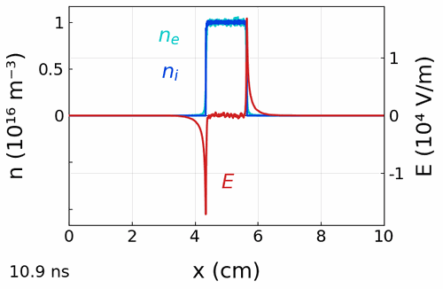 Densities and electric field (movie)